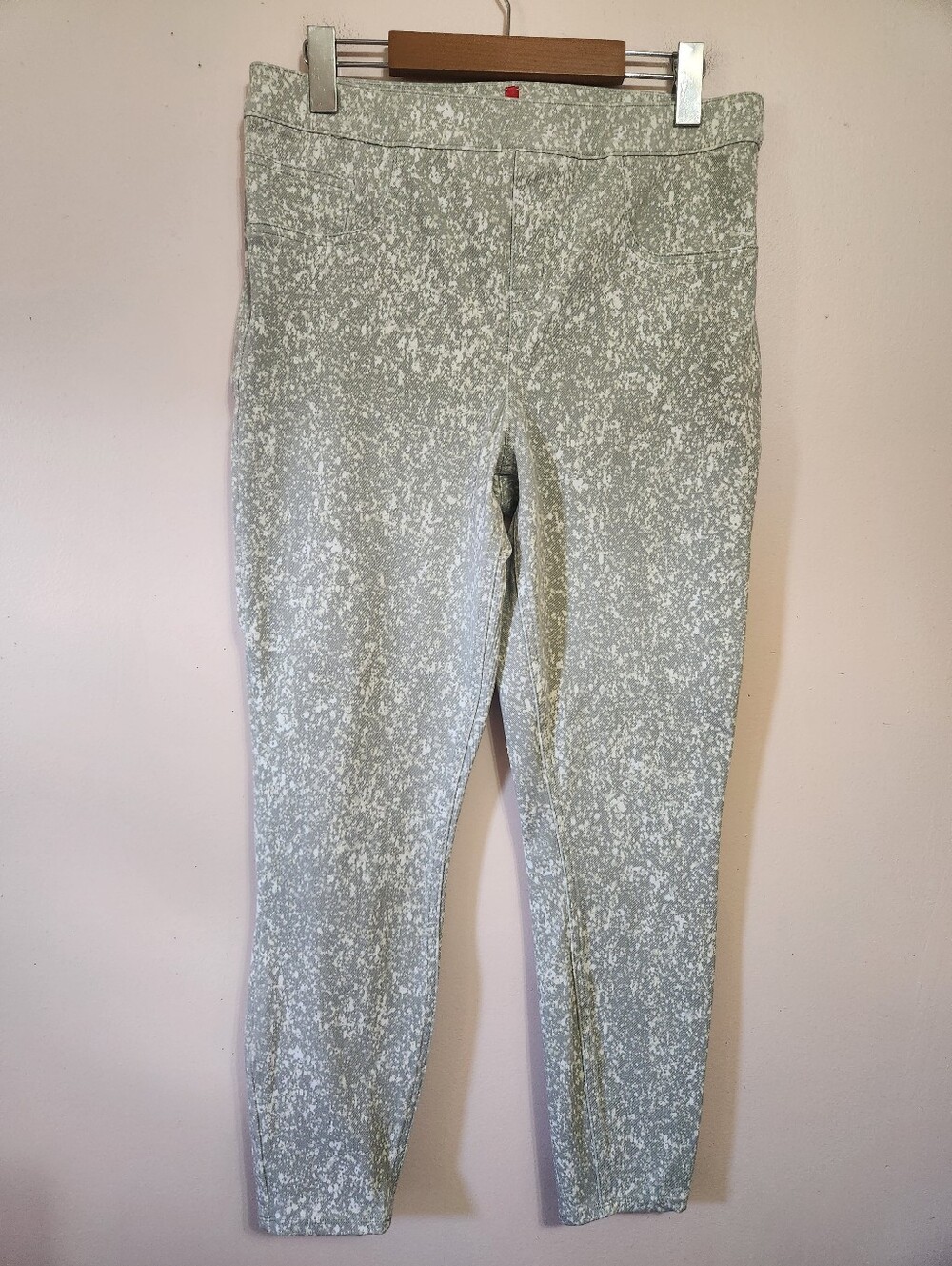 SPANX Jean-Ish Ankle Leggings High Rise Grey Speckled Camo Stretch Jeggings L